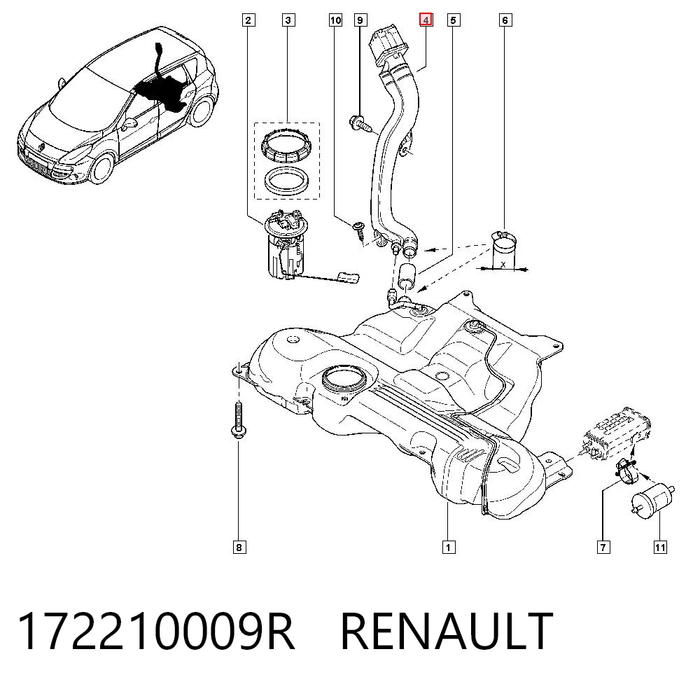 Boca de llenado del depósito de combustible 172210009R RENAULT