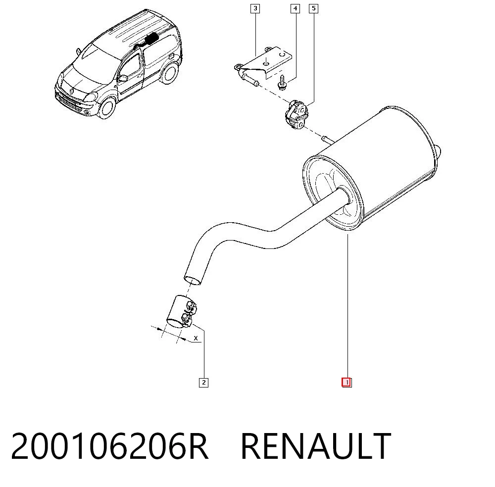 Silencioso trasero Kangoo II furgoneta (2008-2021) original desde 115,51 €