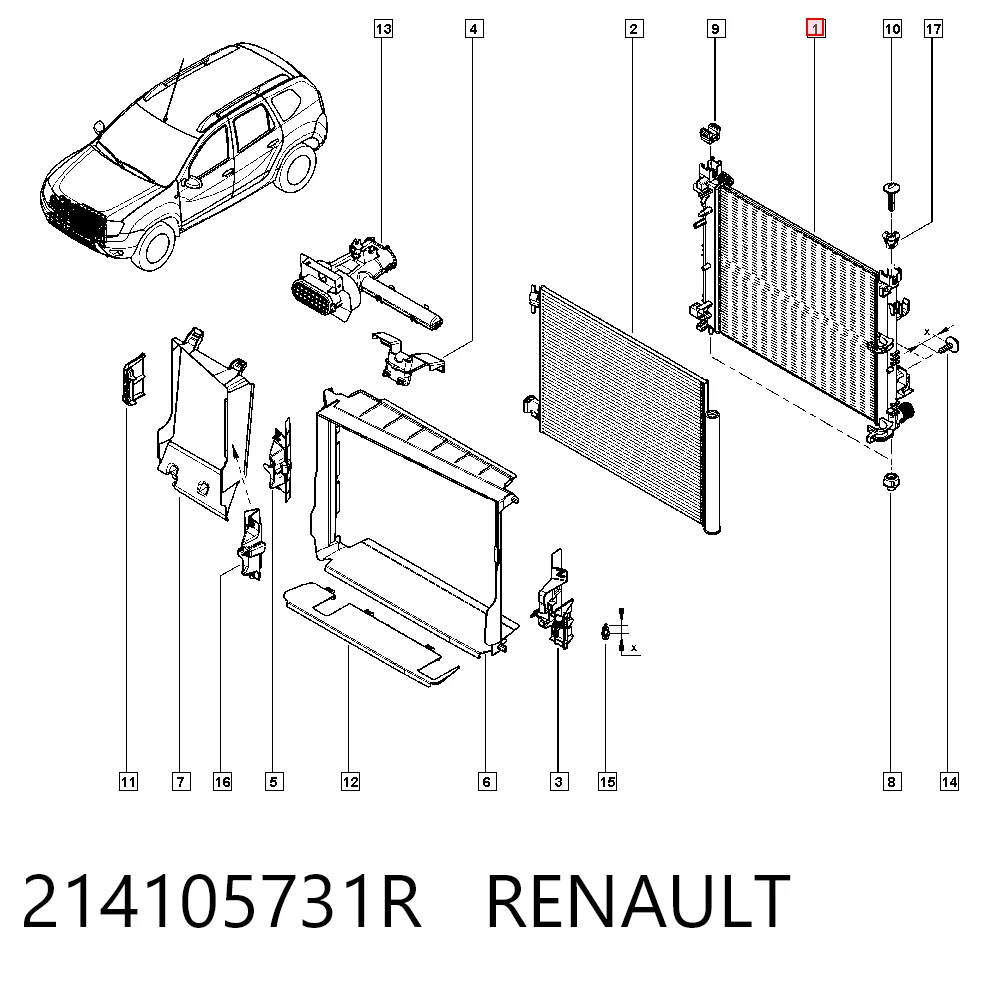 Precio del repuesto Radiador DUSTER II SUV