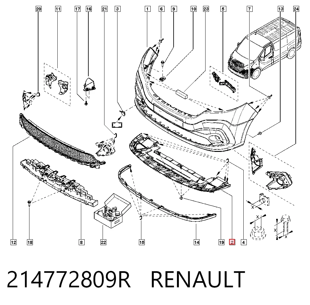 Deflector de parachoques delantero 214772809R RENAULT