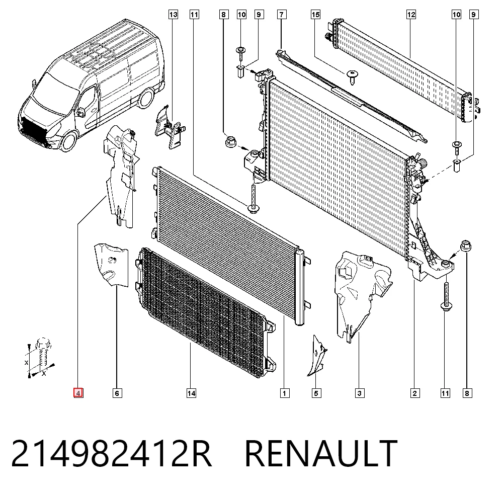 Deflector de aire del radiador derecho 214982412R RENAULT