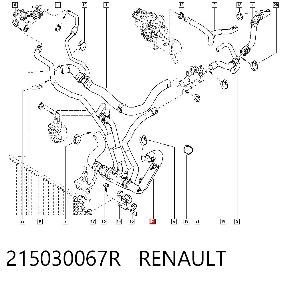 Manguera (tubo) del sistema de refrigeración 215030067R RENAULT