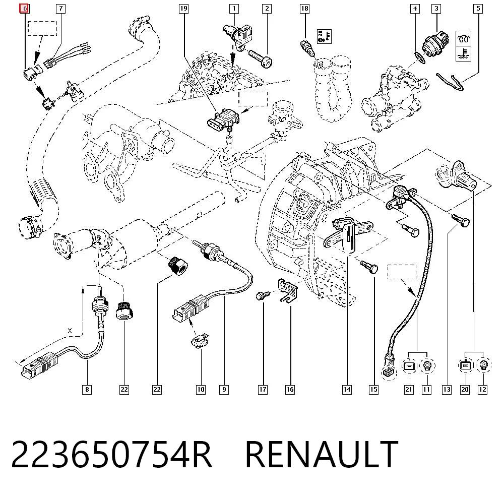 223650754R Renault (RVI) Sensor De Presion Del Colector De Admision