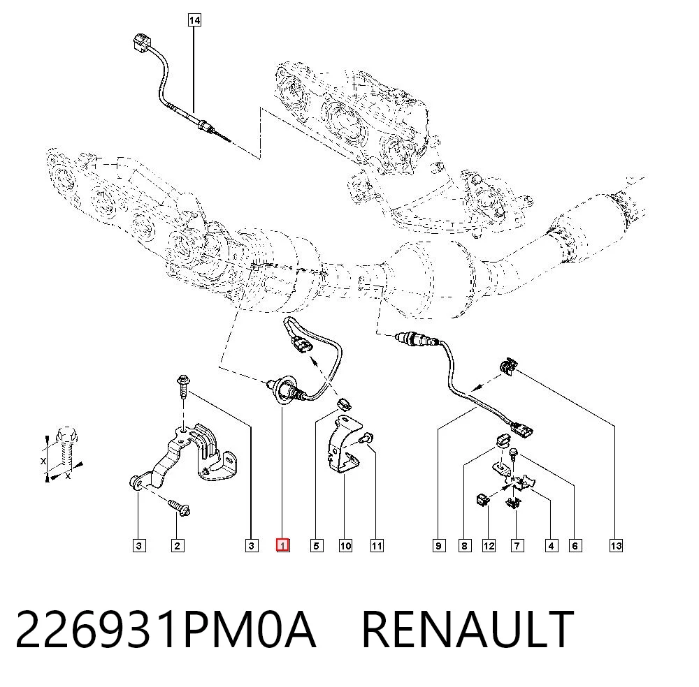 Sensor de oxígeno previo al catalizador 226931PM0A RENAULT