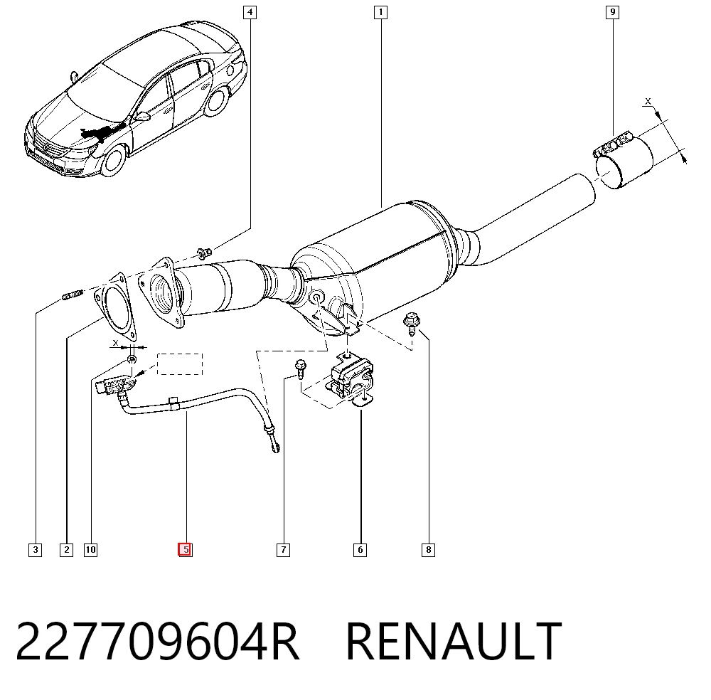 227709604R Renault (RVI) Sensor de presion de escape