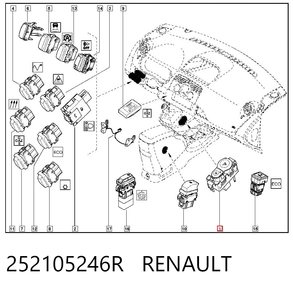 Interruptor warning Renault Kangoo  monovolumen comprar en España
