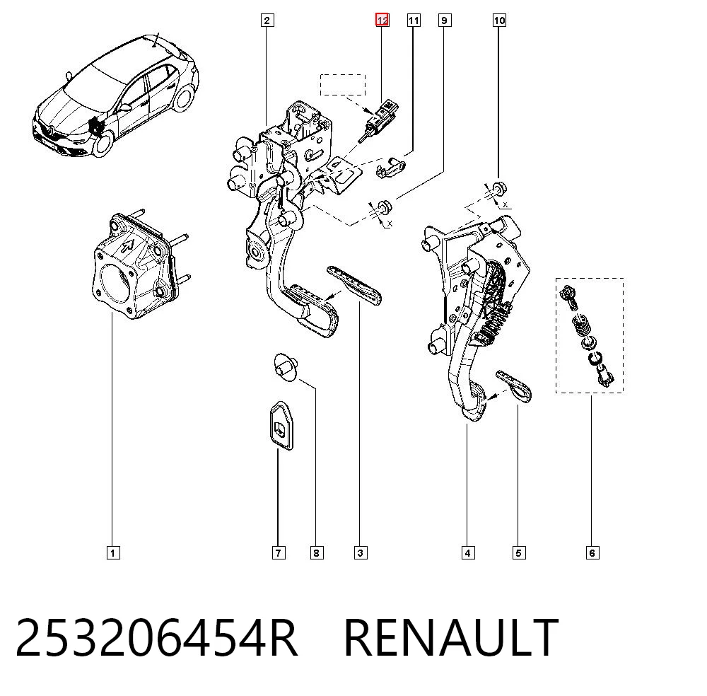 253206454R Renault (RVI) Interruptor luces de freno
