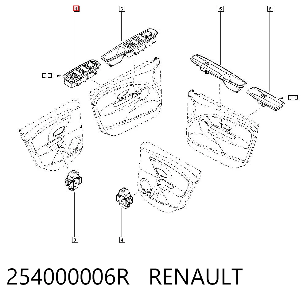 254000006R Renault (RVI) Unidad de control de elevalunas delantera izquierda