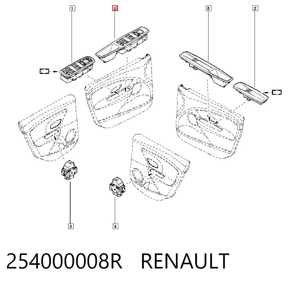 254000008R Renault (RVI) Unidad de control de elevalunas delantera izquierda