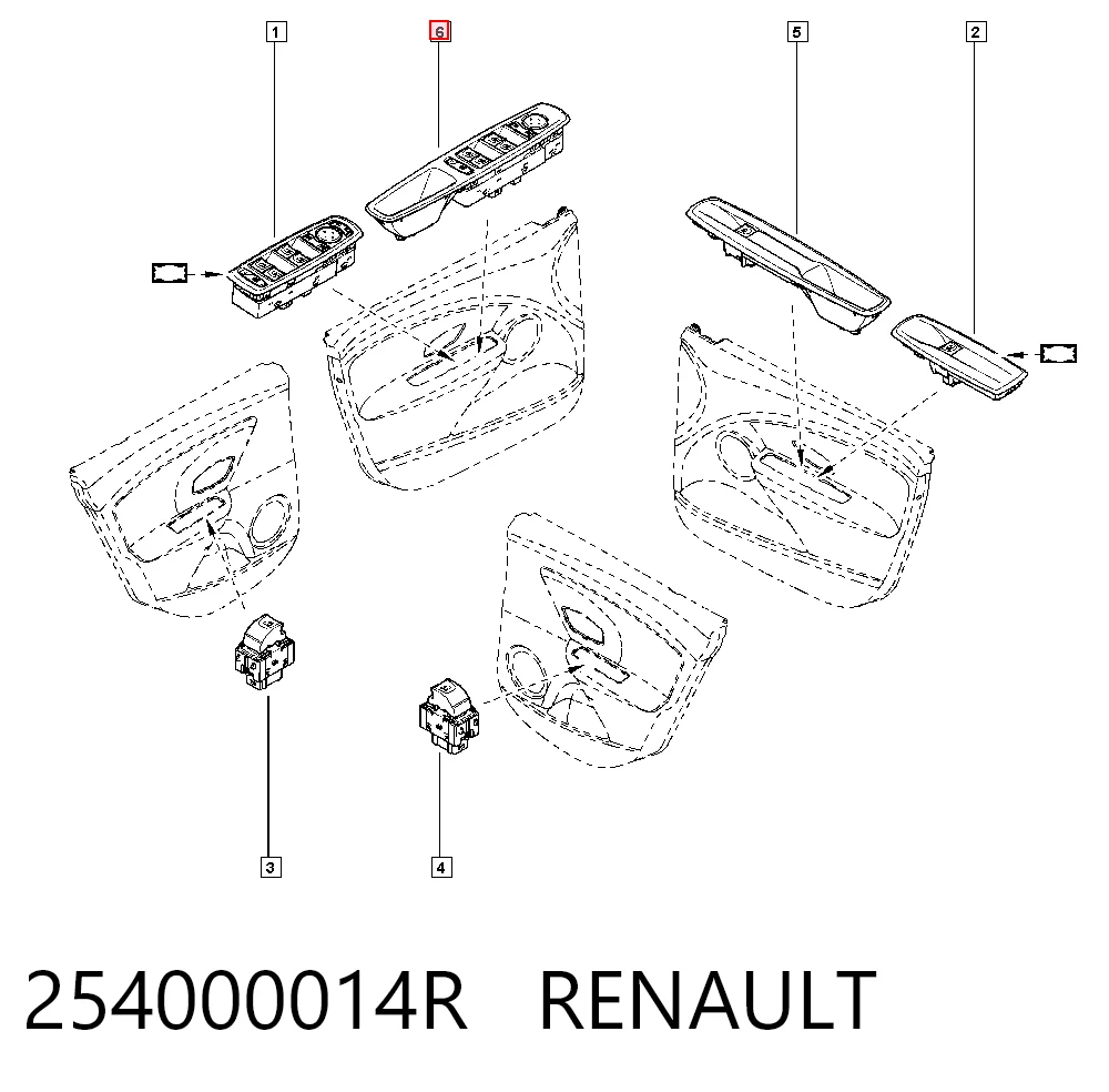 254000014R Renault (RVI) Unidad de control de elevalunas delantera izquierda