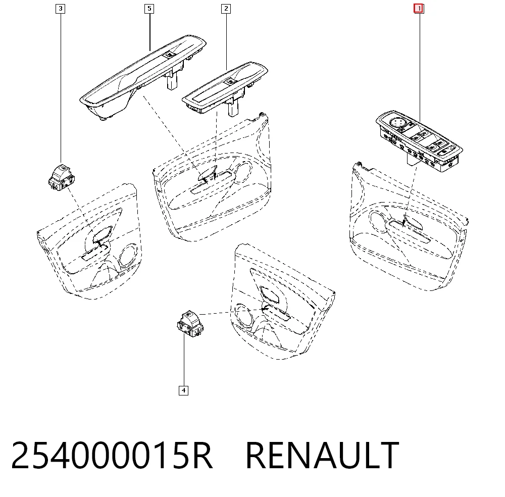 254000015R Renault (RVI) Unidad de control de elevalunas delantera izquierda