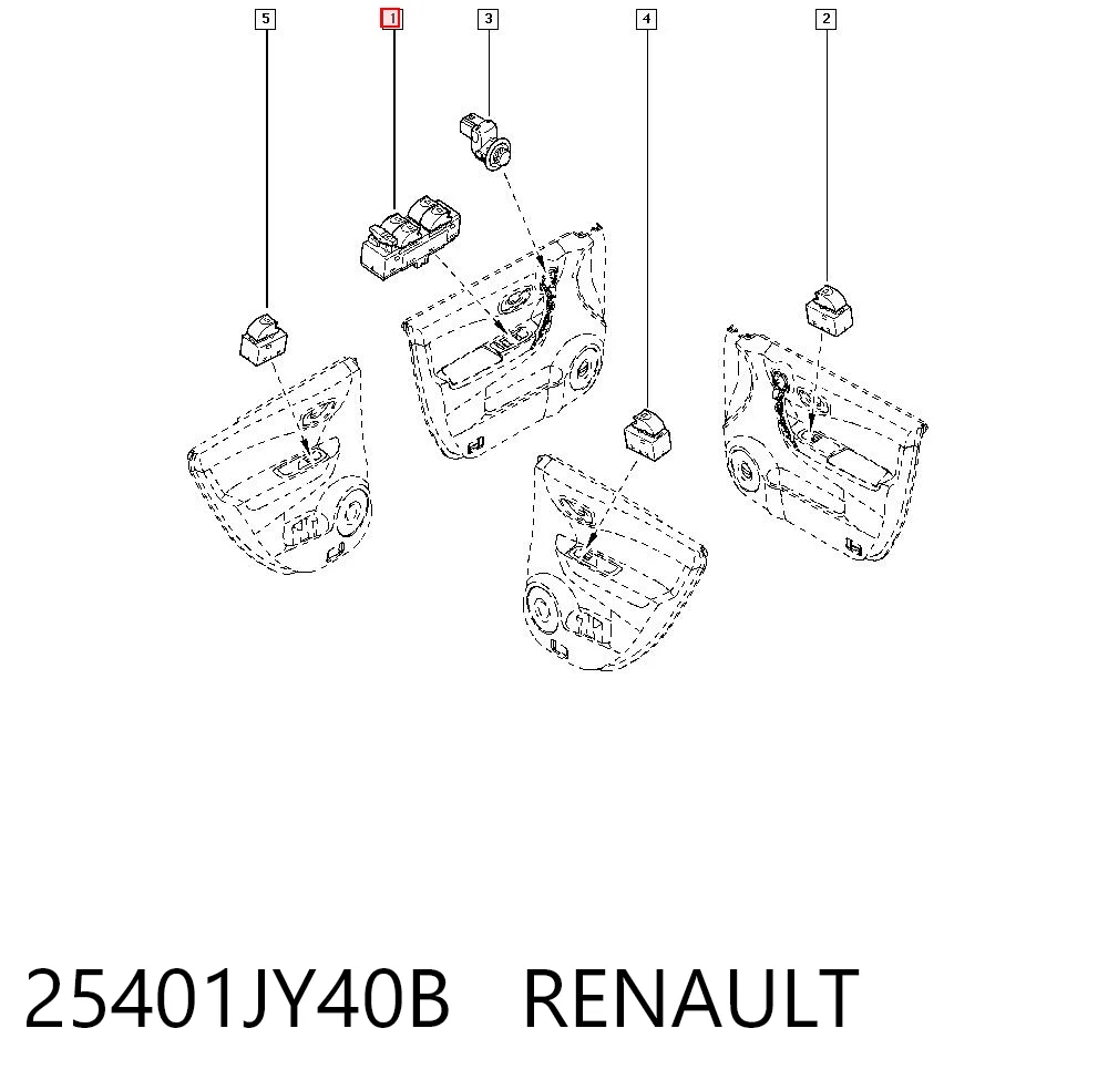 25401JY40B Renault (RVI) Unidad de control de elevalunas delantera izquierda