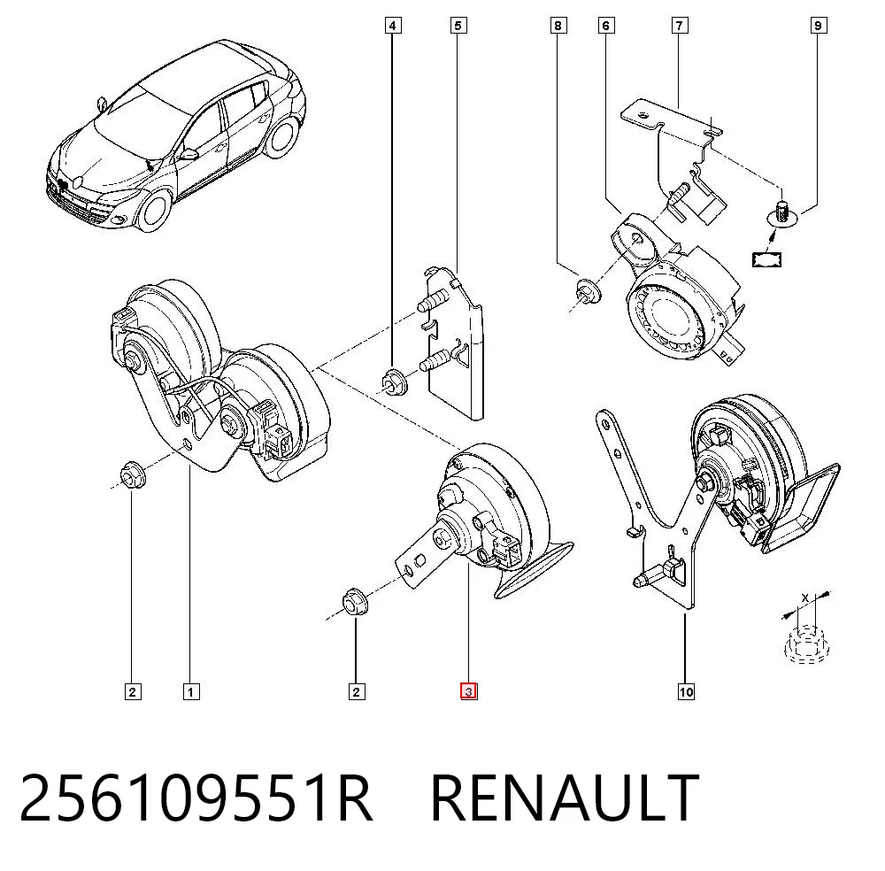 Comprar Claxon Renault Megane III KZ0, KZ1 a bajo precio