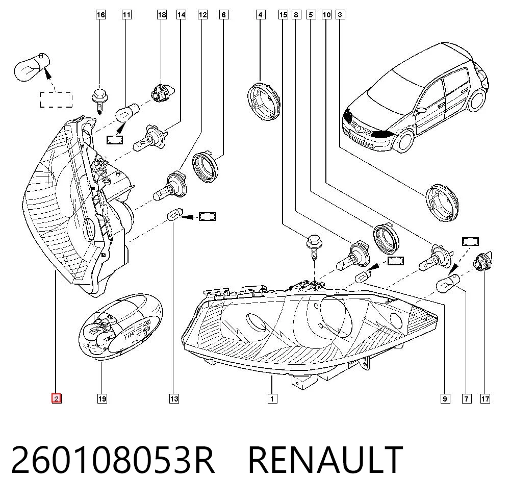 Luz derecha Renault Megane II (2003-2012)