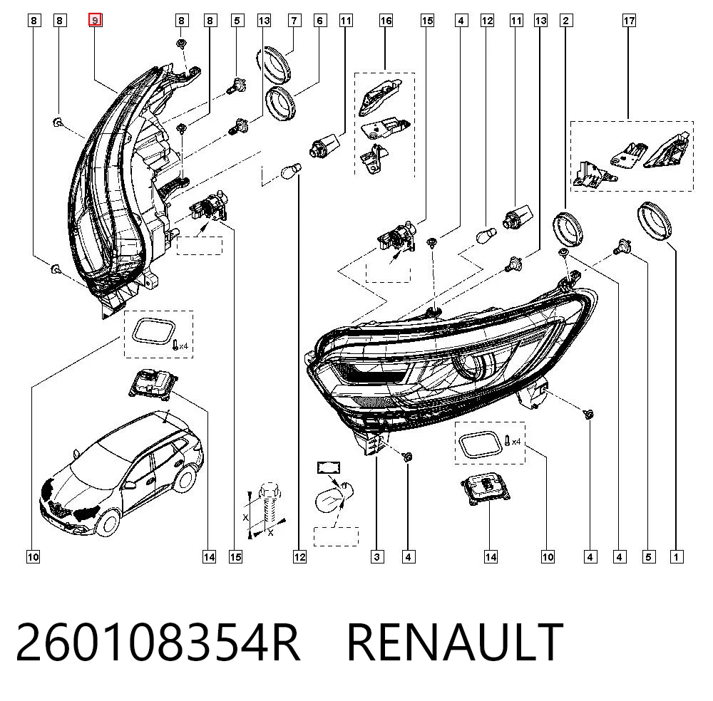 Faro derecho 260108354R RENAULT
