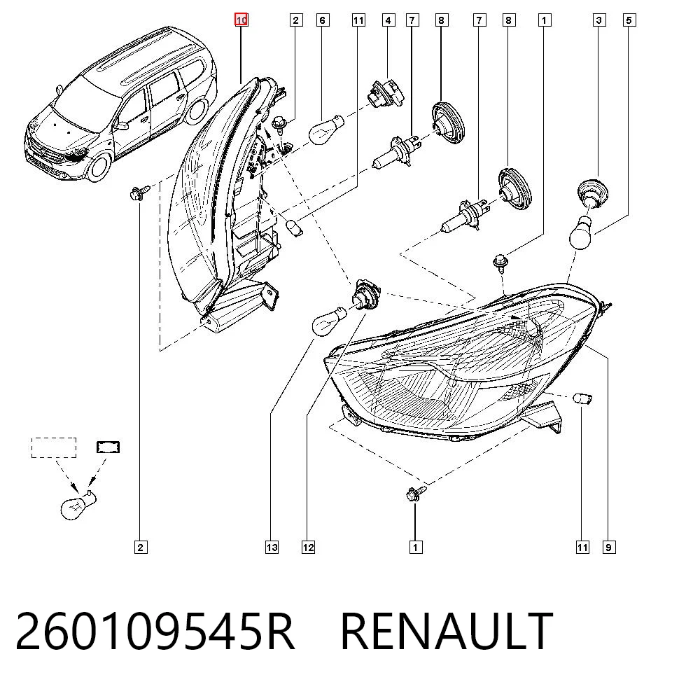 Faro delantero derecho Dacia Lodgy  familiar comprar en España