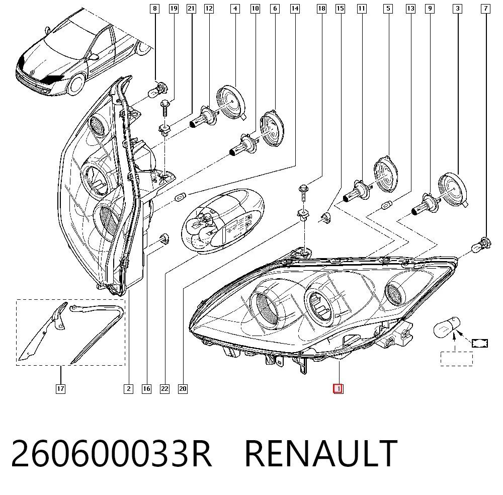 Faros para Renault Laguna III BT0, BT1