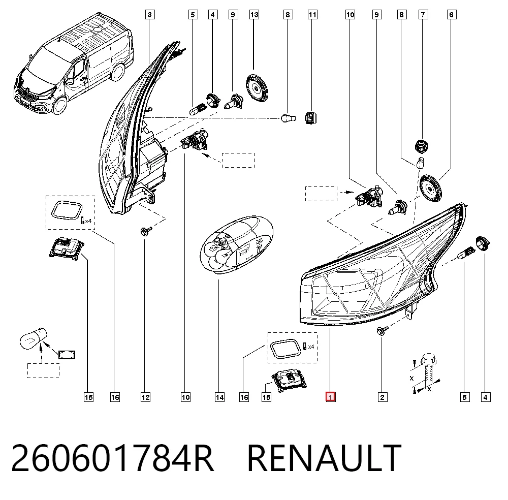 Faro Renault Trafic III plataforma a bordo (EG) (2014 - 2026) precio, desde 206,11 EUR