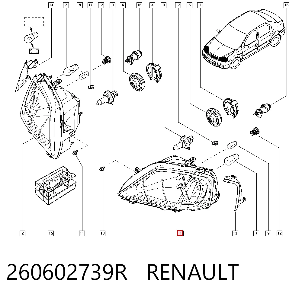 Faro izquierdo 260602739R RENAULT