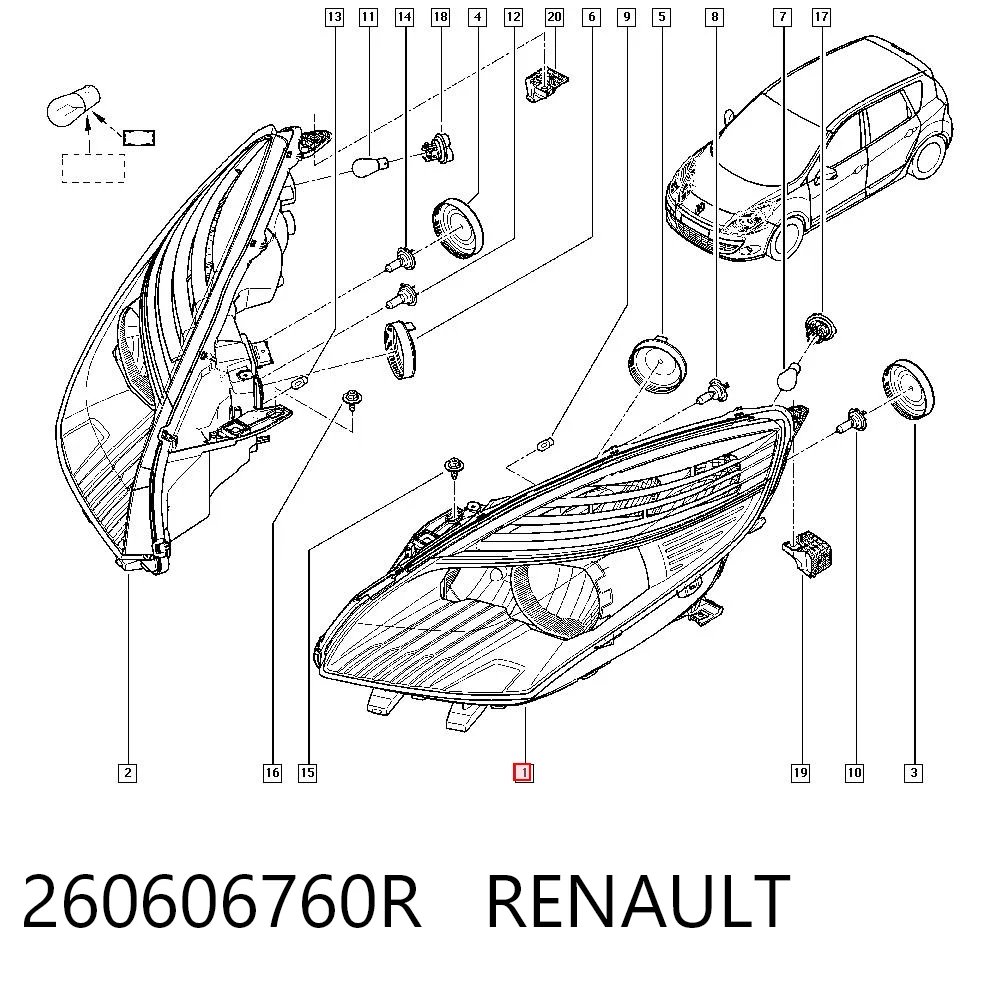 Luz frontal Renault Scenic III (JZ0, JZ1)