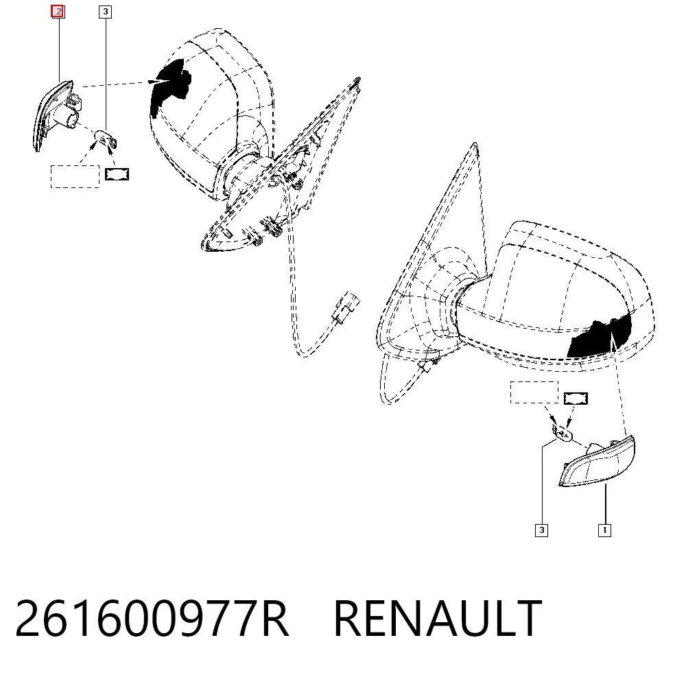 261600977R Renault (RVI) Luz intermitente del espejo retrovisor derecho