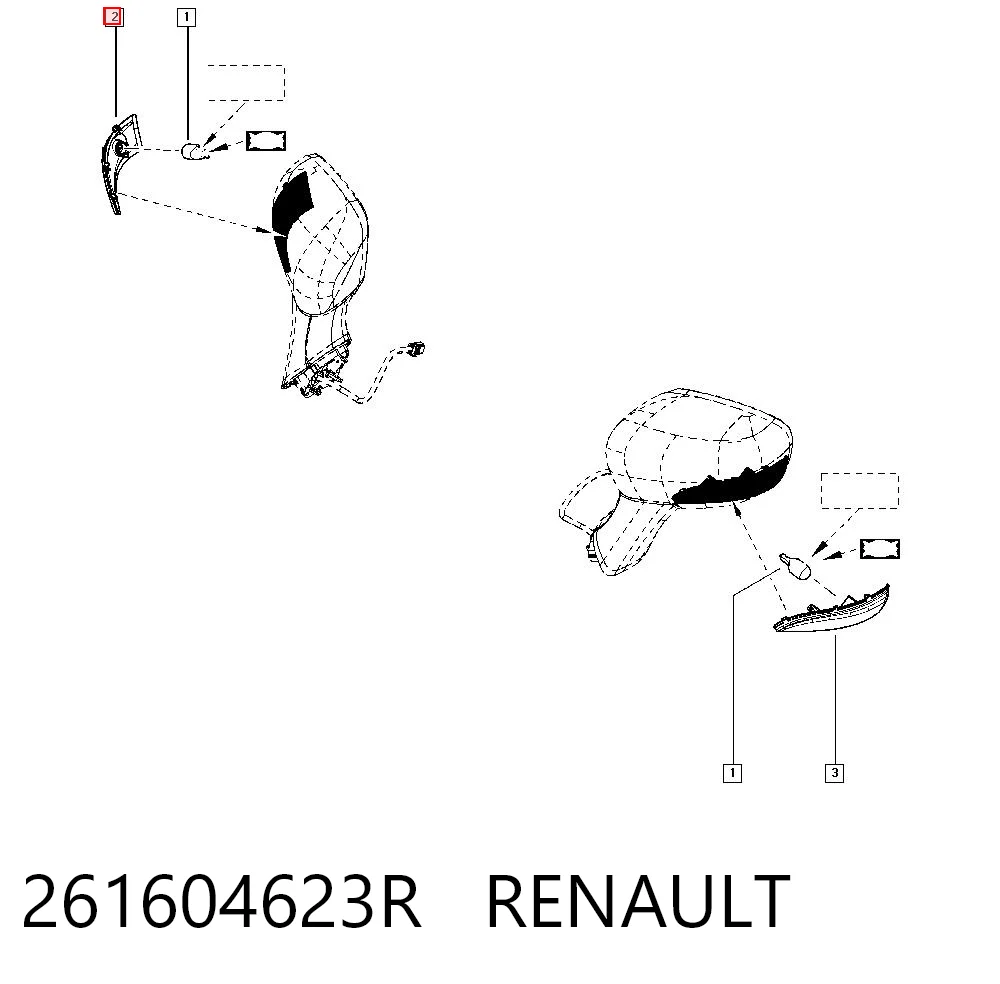 261604623R Renault (RVI) Luz intermitente del espejo retrovisor derecho