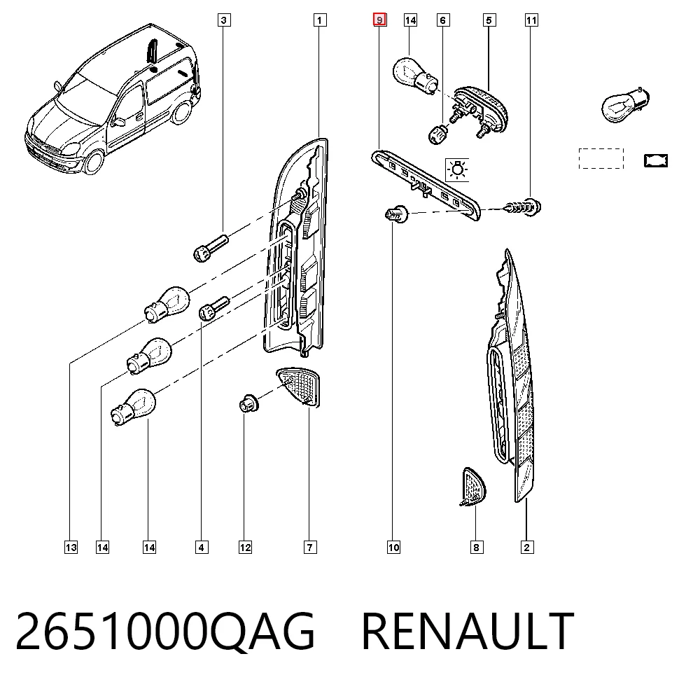Comprar Luz de matrícula trasera Renault Kangoo KC0, KC1 a bajo precio