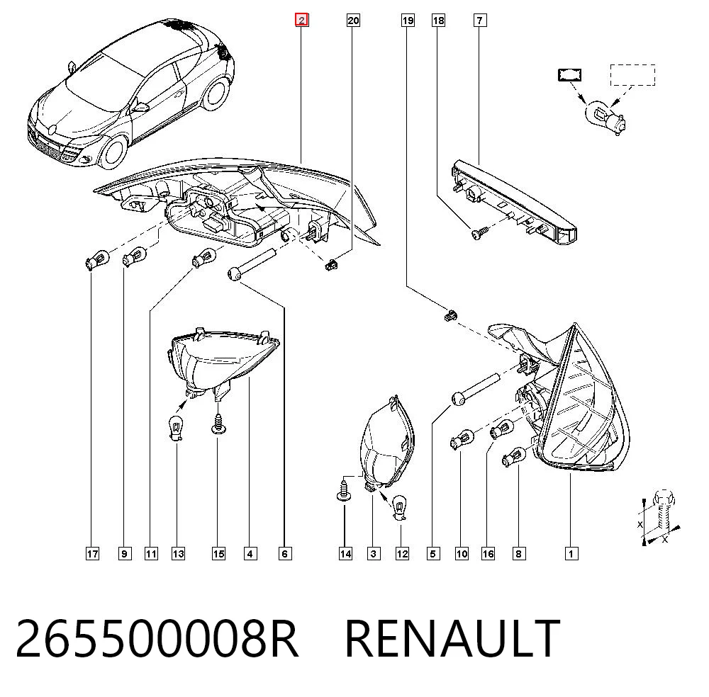 Piloto trasero derecho para Renault Megane III DZ0, DZ1
