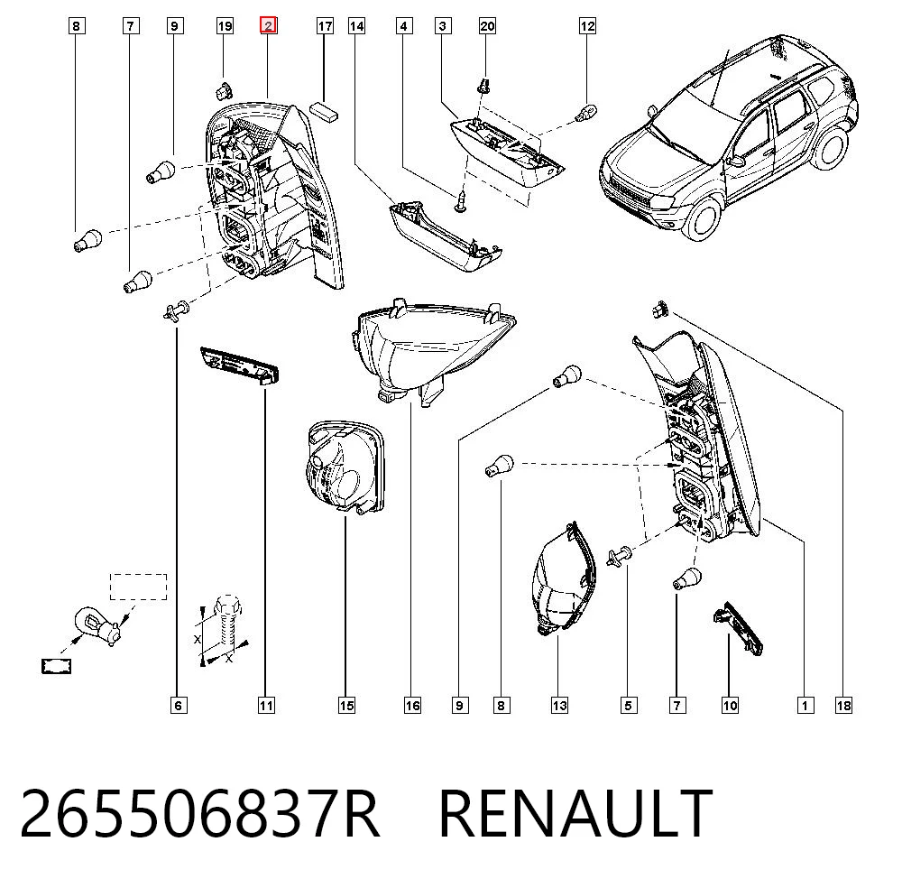 265506837R Renault (RVI) Piloto trasero derecho