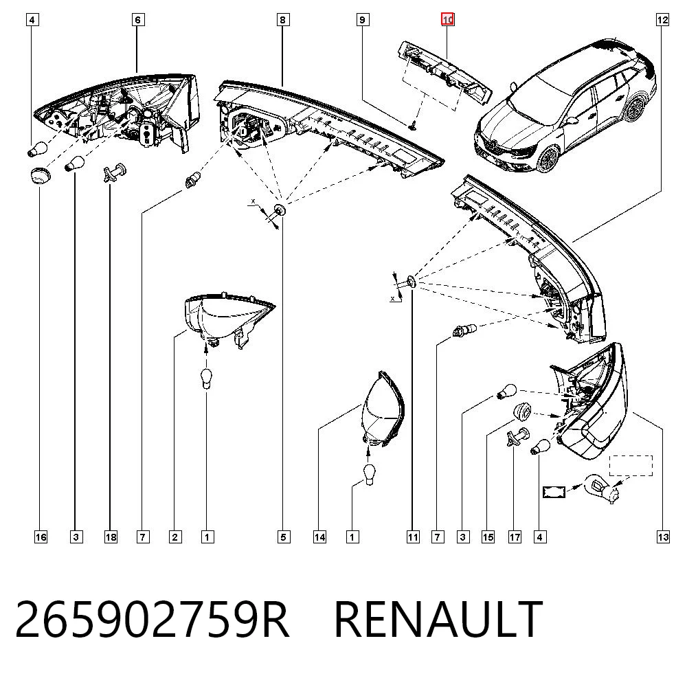 265902759R Renault (RVI) Luz central de freno