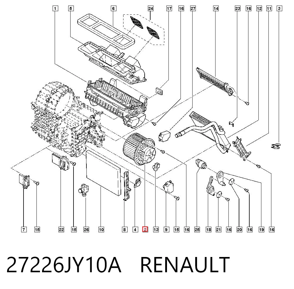 27226JY10A Renault (RVI) Ventilador de habitáculo