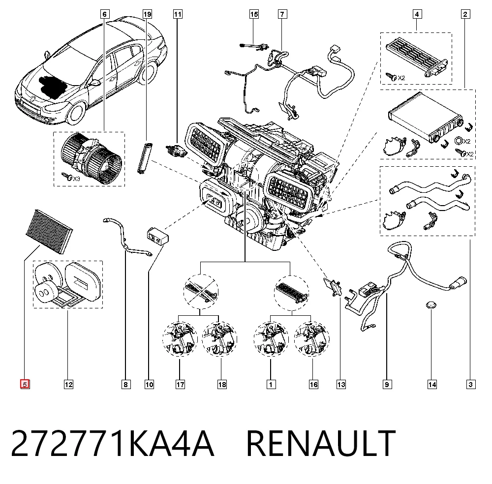 Filtro de habitáculo 272771KA4A RENAULT