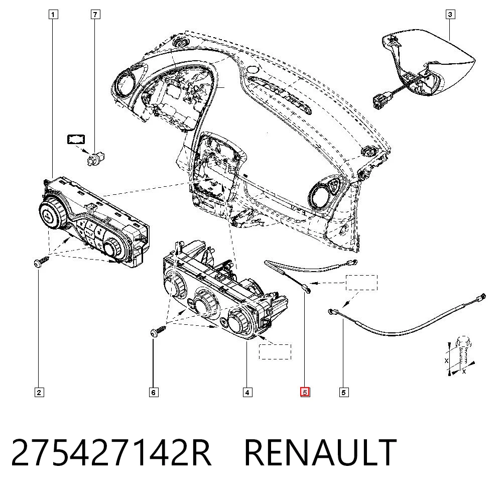 275427142R Renault (RVI) Cable de control de calefacción