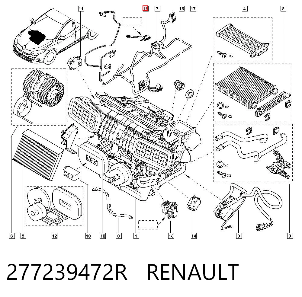277239472R Renault (RVI) Sensor de temperatura del aire interior