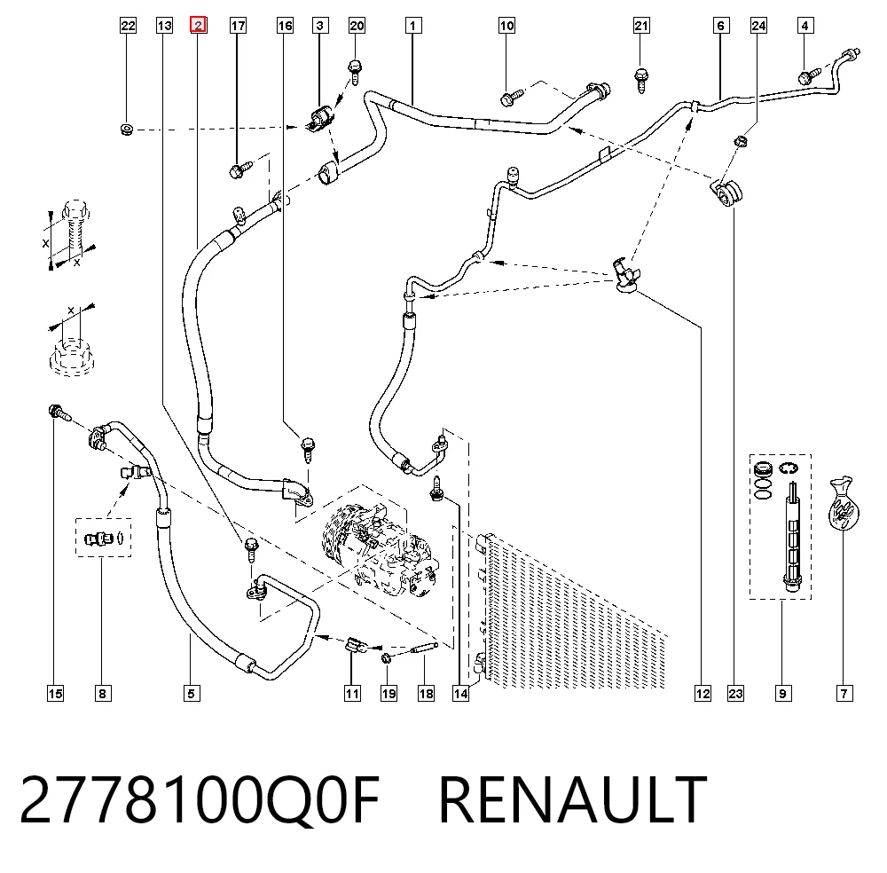Manguera de aire acondicionado de evaporador al compresor 2778100Q0F RENAULT
