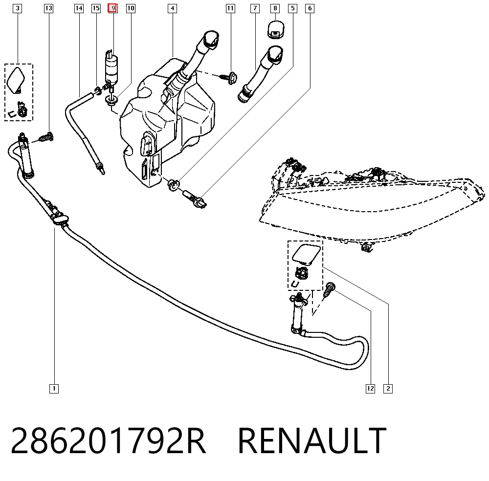 Bomba-motor de lavafaros 286201792R RENAULT