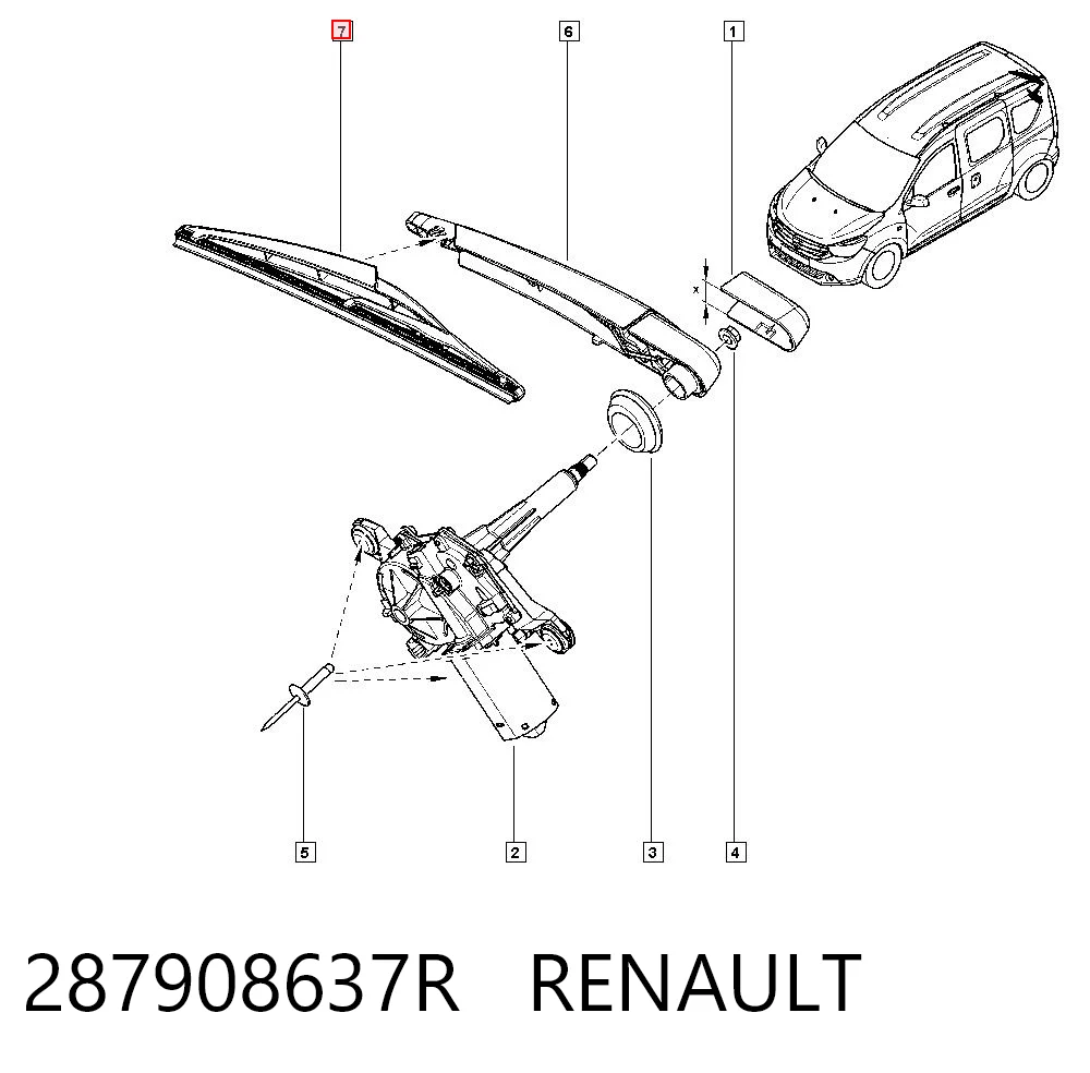Escobilla del limpiaparabrisas trasero 287908637R RENAULT
