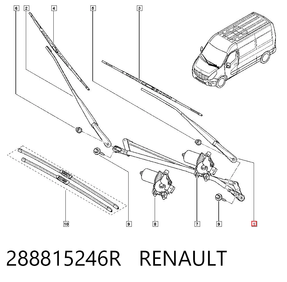 Comprar Brazo del limpiaparabrisas Renault Master III EV, HV, UV a bajo precio