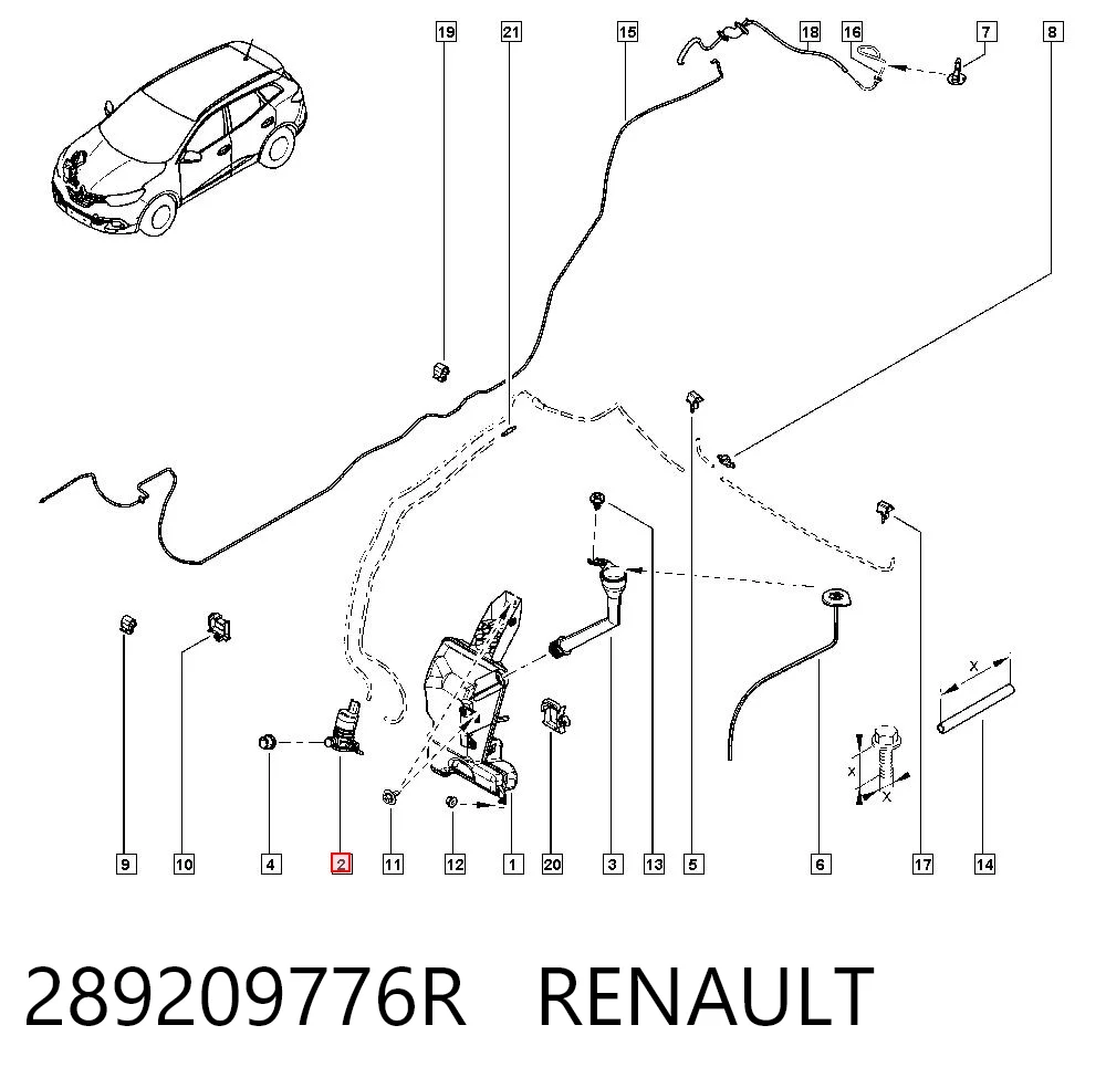 289209776R Renault (RVI) Bomba-motor de limpiaparabrisas delantero/trasero