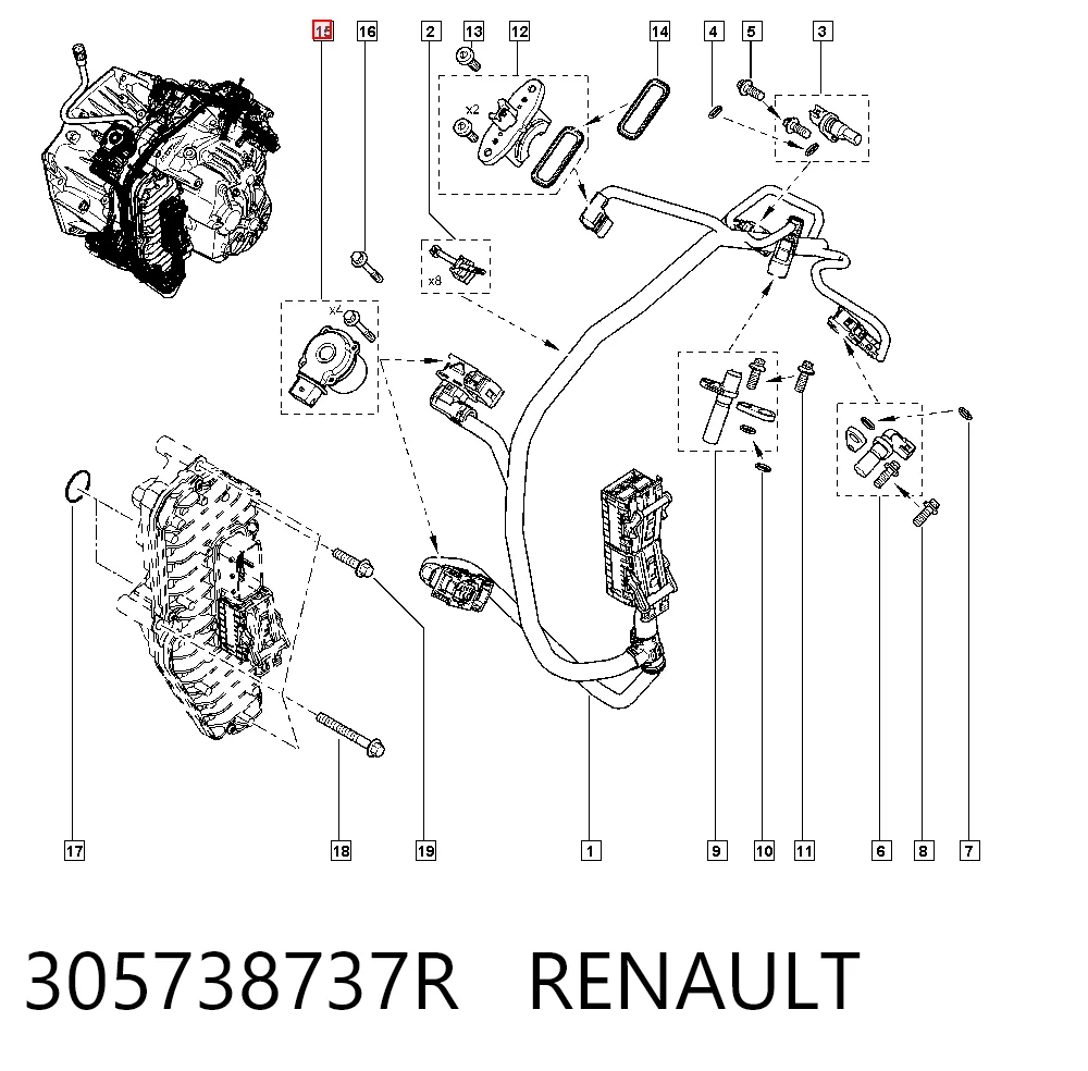 305738737R Renault (RVI) Válvula de control hidráulico del embrague