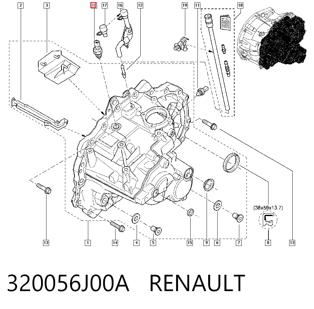 320056J00A Renault (RVI) Interruptor de marcha atras