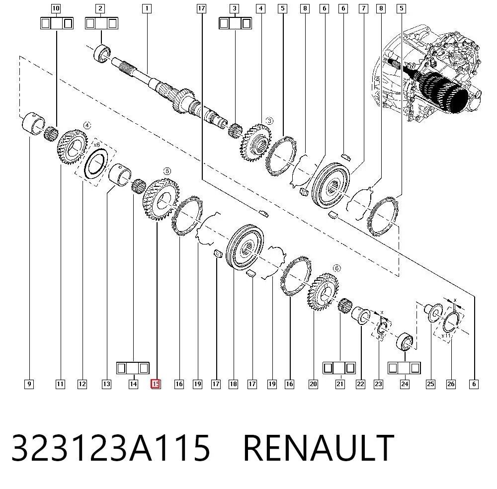 Comprar Piñón conductor de quinta velocidad Renault Koleos  HY0 a bajo precio