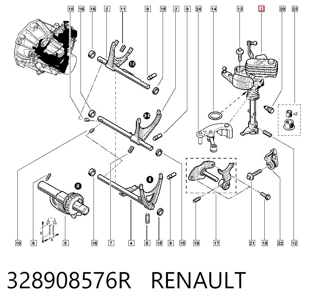 Mecanismo de selección de marchas Nissan/Infiniti 328908122R precio, desde 261,15 EUR