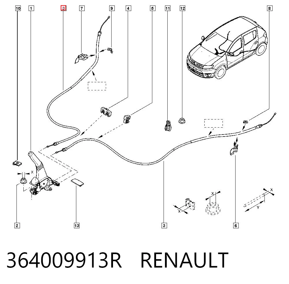 Comprar Cable de freno de mano trasero derecho/izquierdo Renault LOGAN II K8 a bajo precio