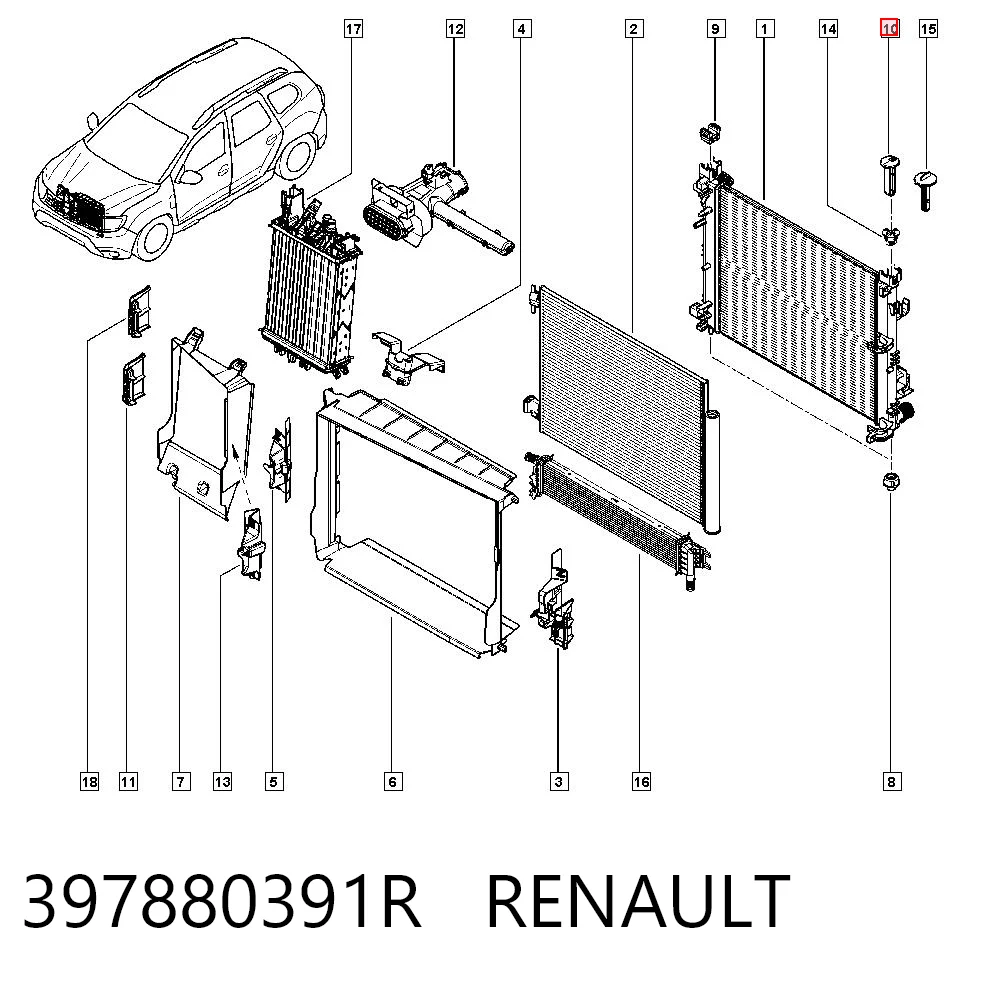397880391R Renault (RVI) Soporte superior del radiador