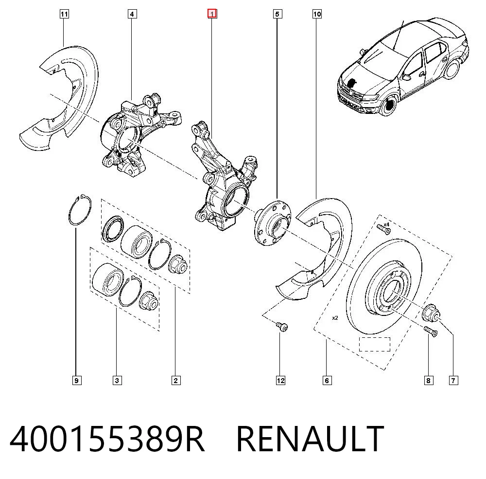 Mangueta delantera izquierda 400155389R Nissan/Infiniti
