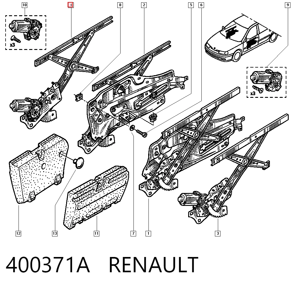 Mecanismo elevalunas delantero derecha Renault Laguna I