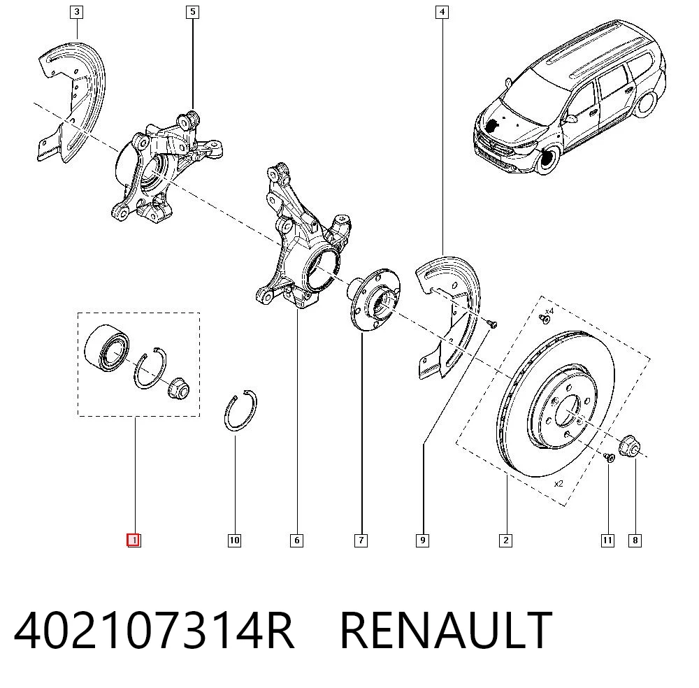Cojinete de rueda delantero Dacia Lodgy  desde 38,06 €