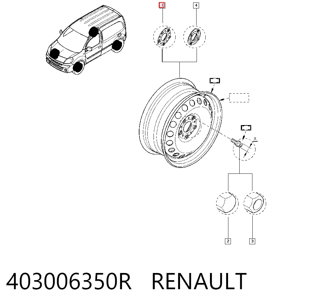 Rin de acero estampado 403006350R RENAULT