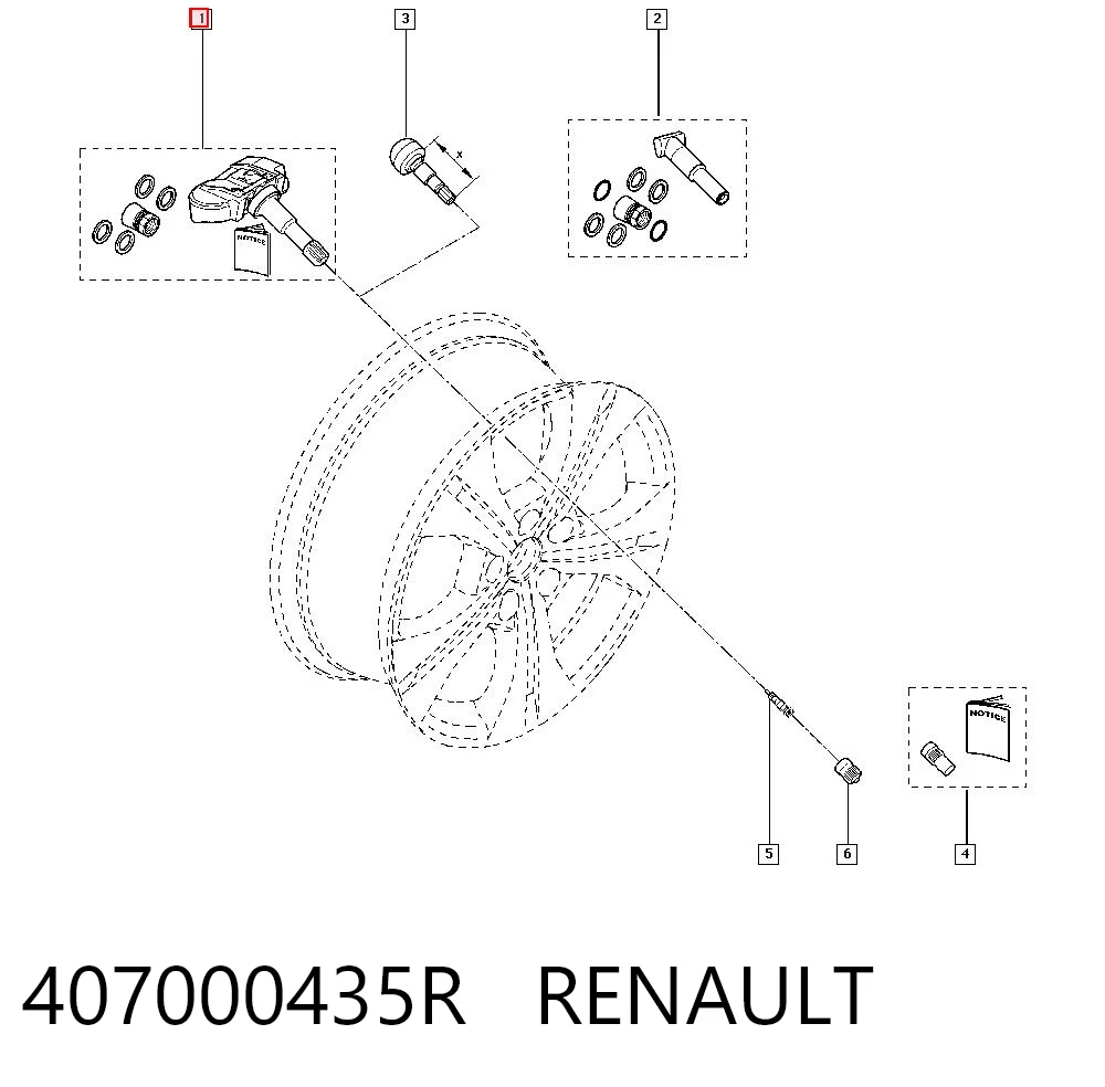 407000435R Renault (RVI) Sensor de presión de neumáticos (TPMS)